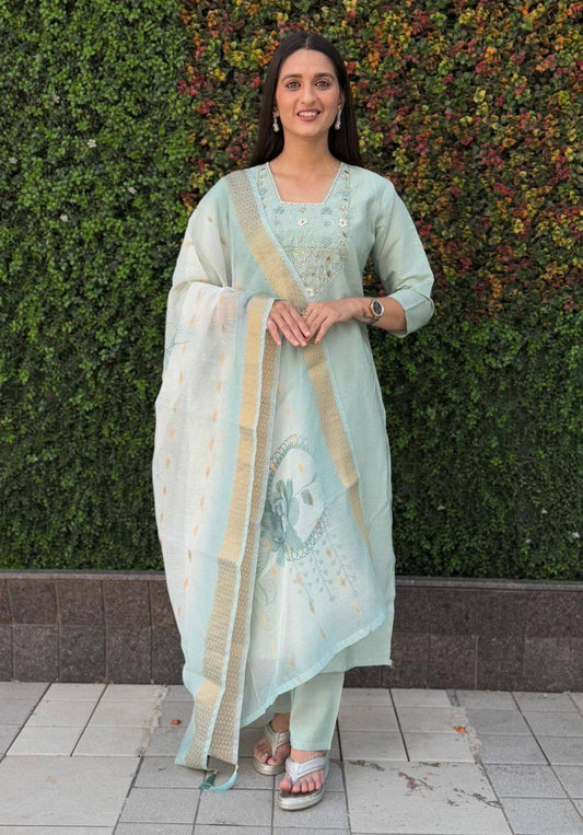 Pastel Turquoise Premium Kurta Suit