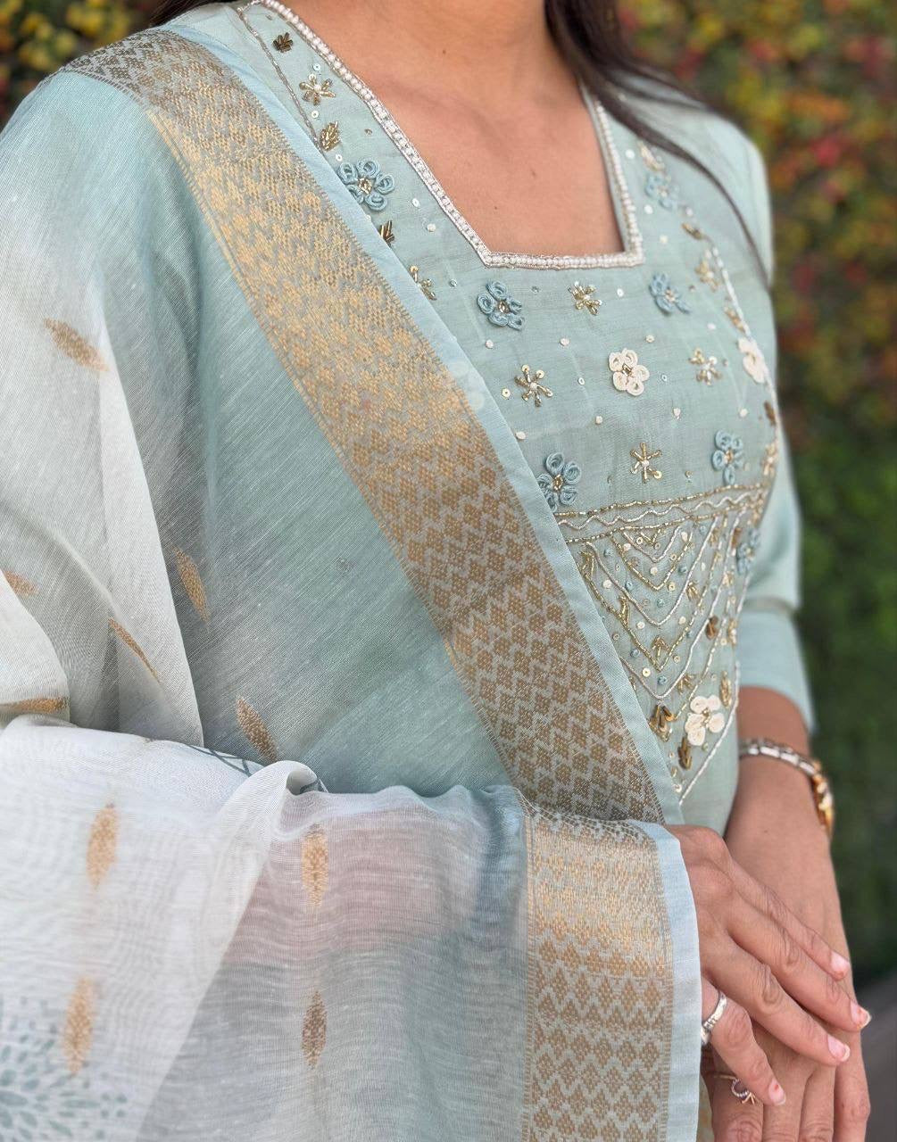 Pastel Turquoise Premium Kurta Suit