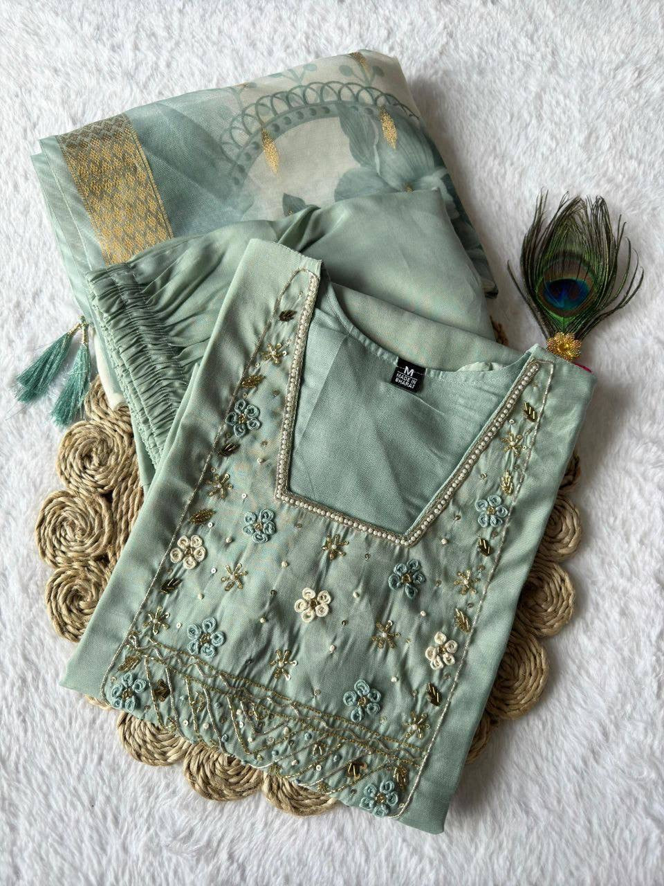 Pastel Turquoise Premium Kurta Suit