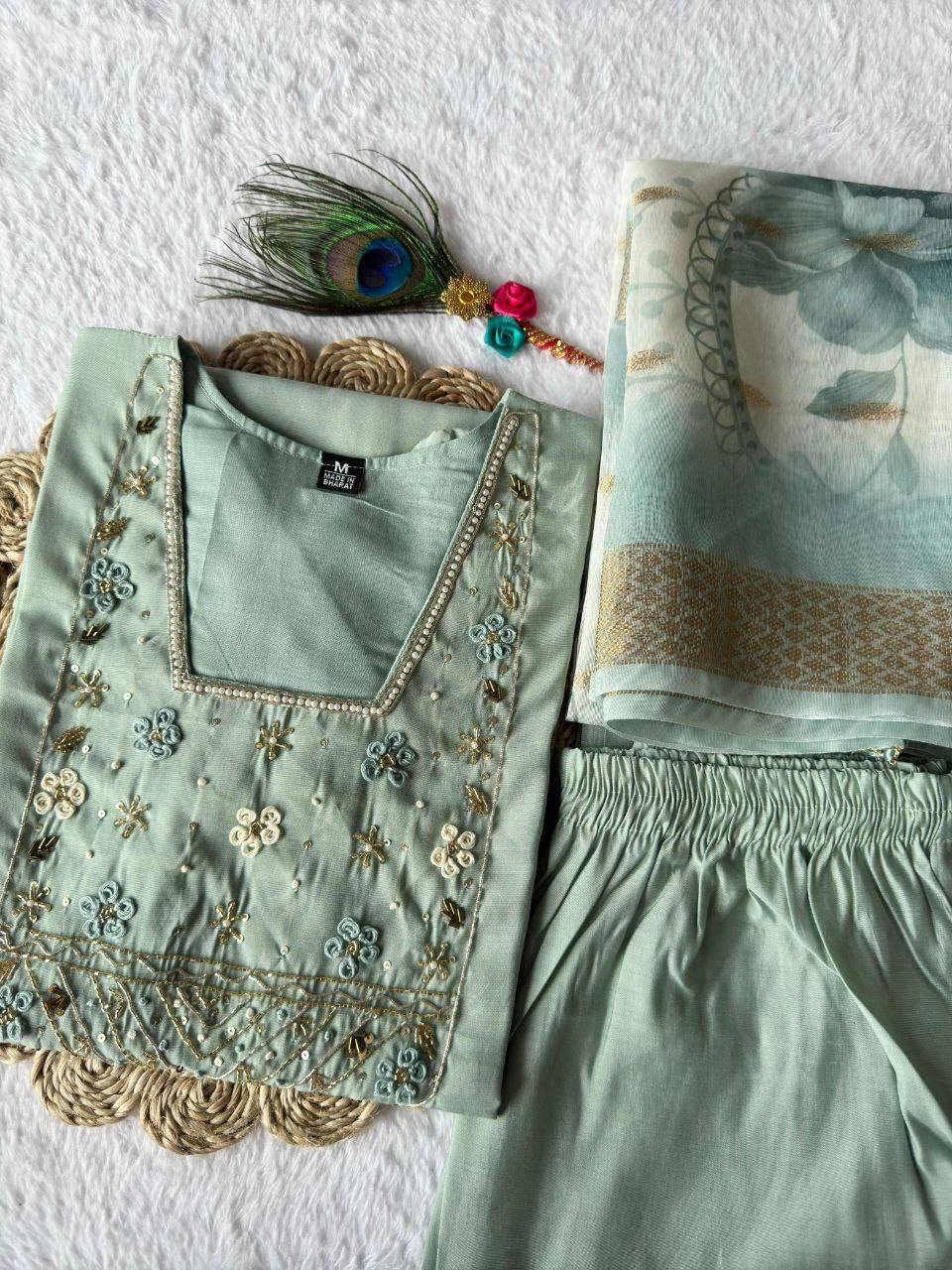 Pastel Turquoise Premium Kurta Suit