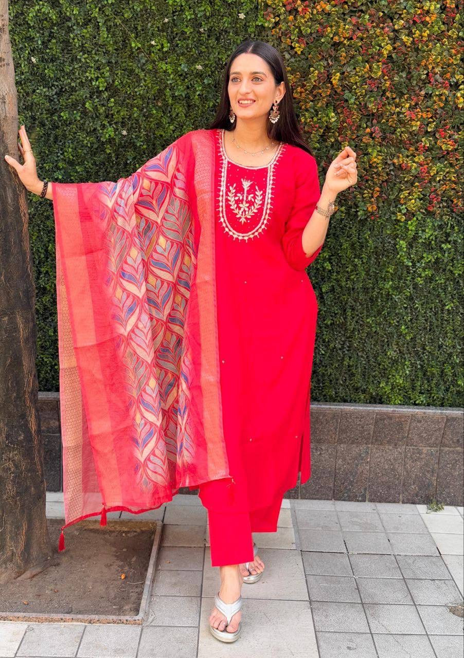 Red Premium Kurta Suit