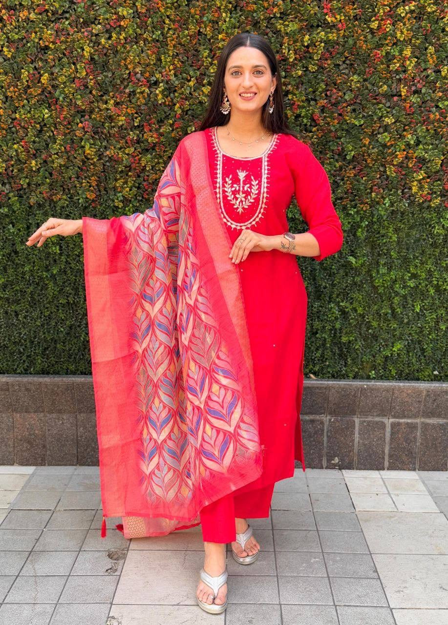 Red Premium Kurta Suit