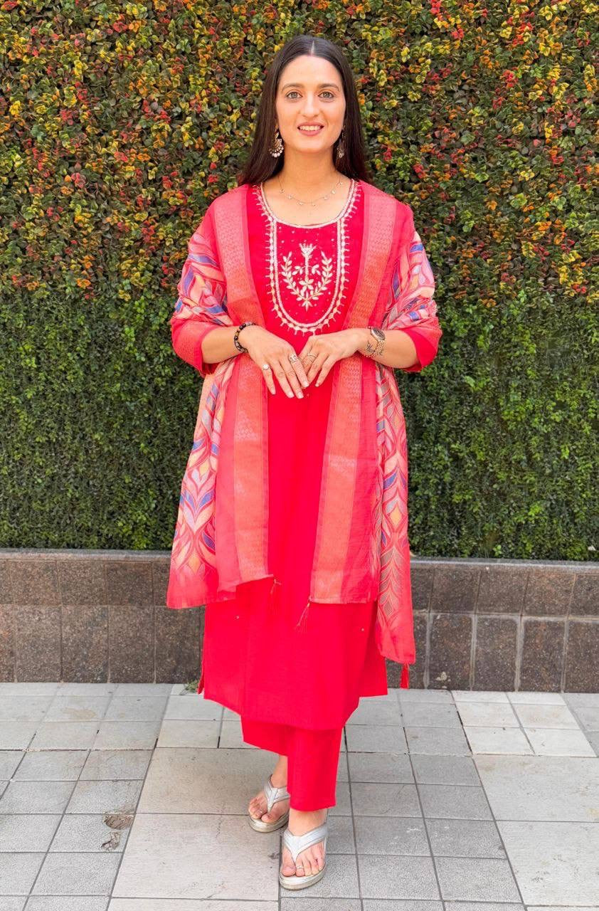 Red Premium Kurta Suit