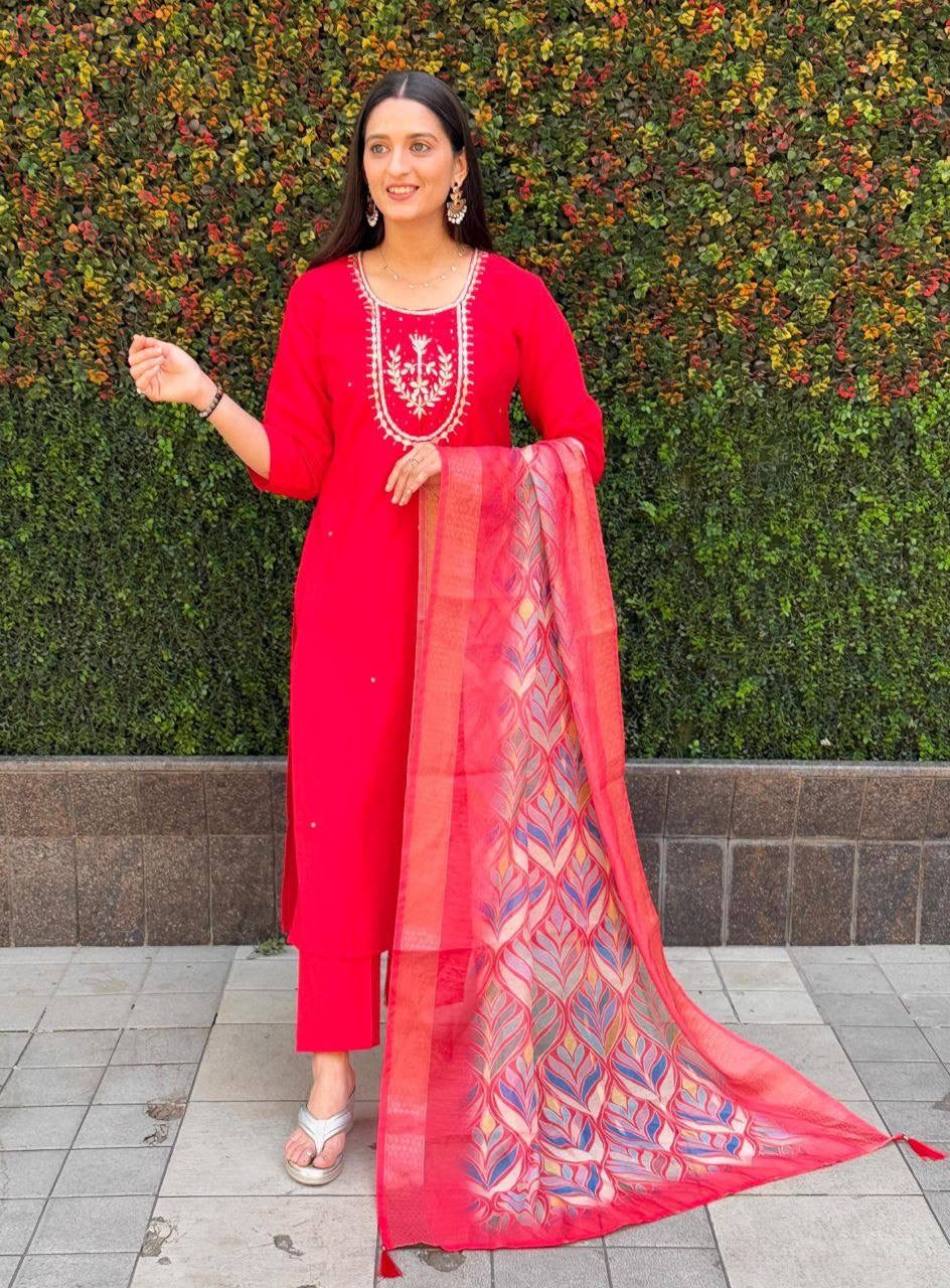Red Premium Kurta Suit
