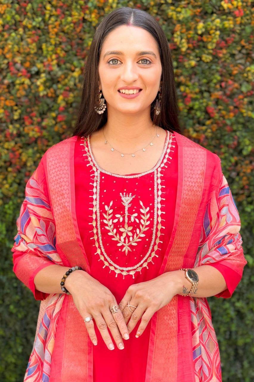 Red Premium Kurta Suit