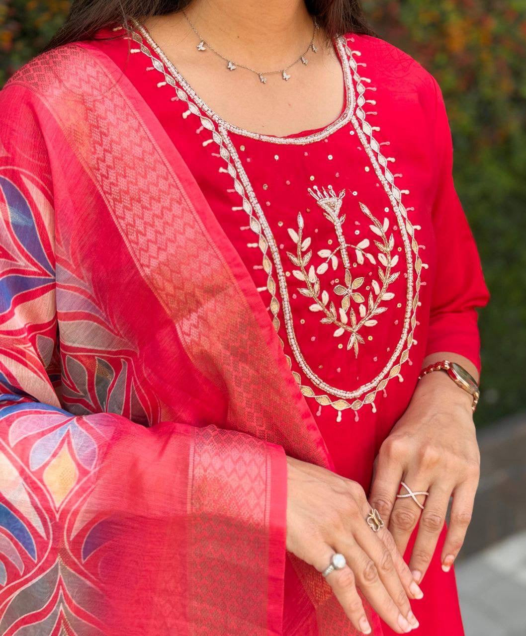 Red Premium Kurta Suit