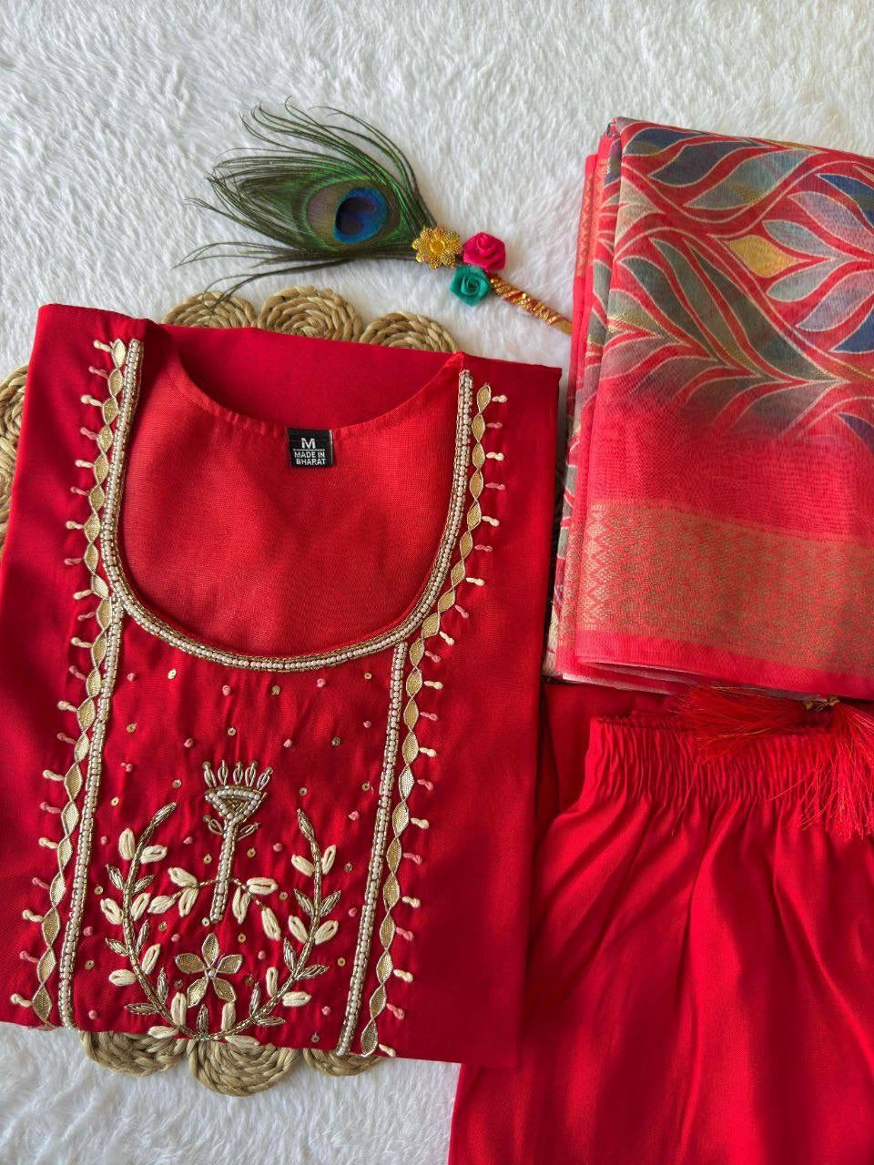 Red Premium Kurta Suit