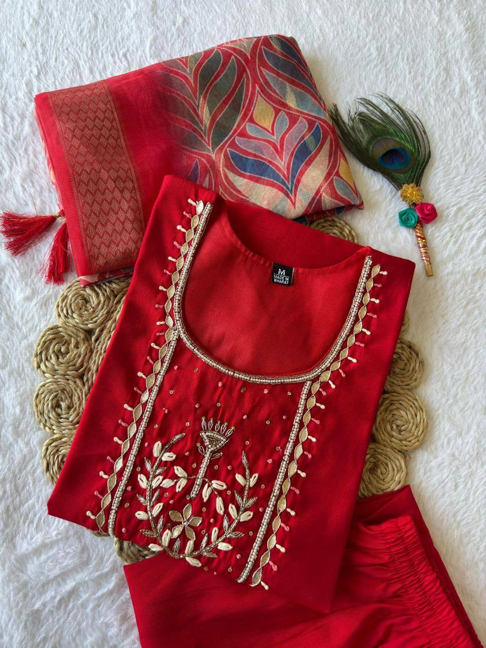 Red Premium Kurta Suit