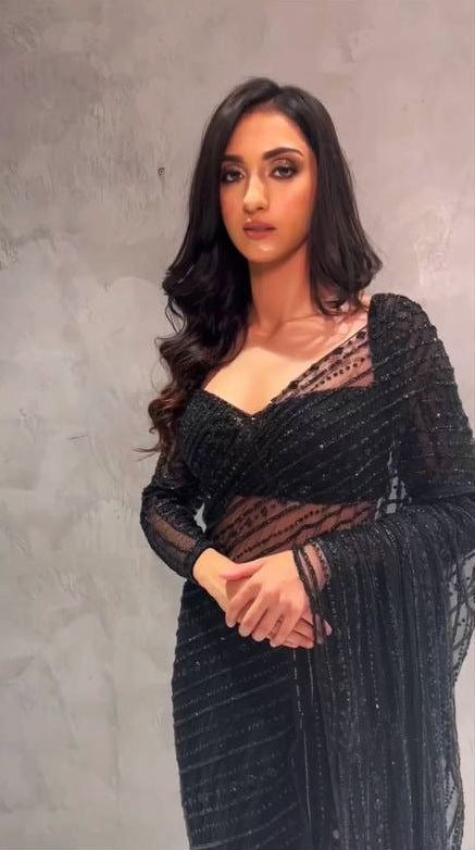 Black Designer Partywear Saree