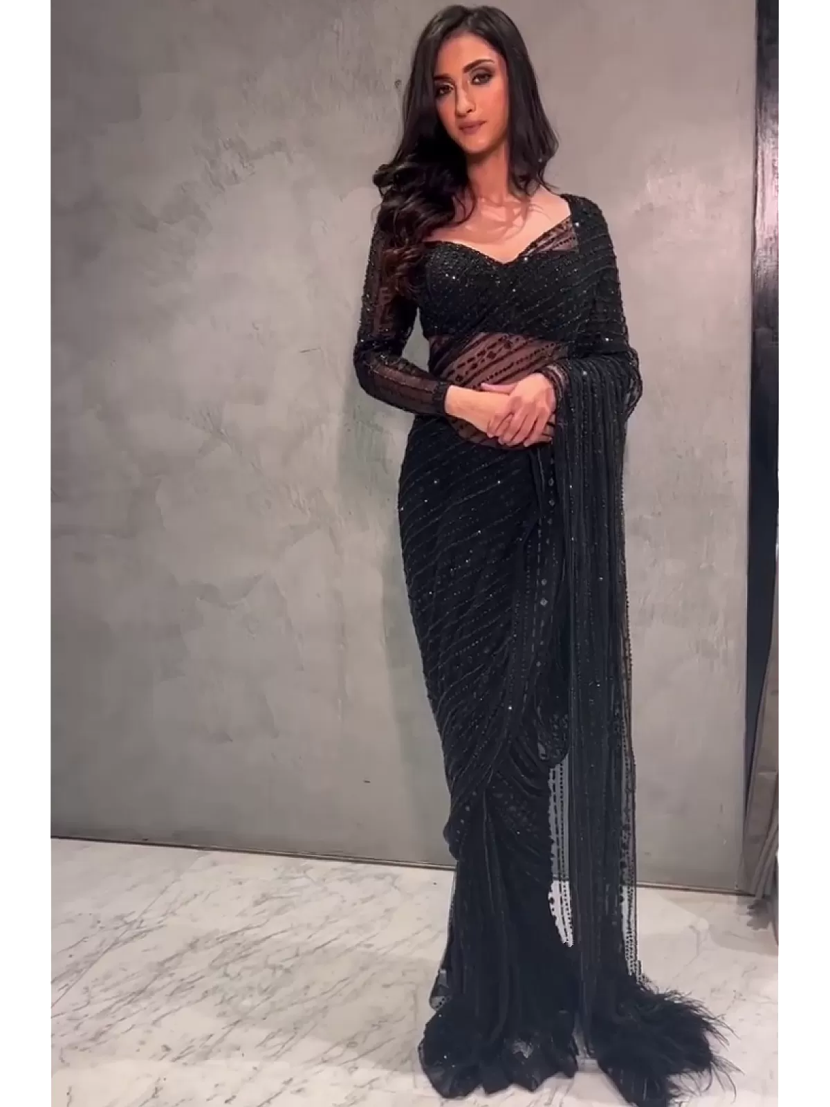 Black Designer Partywear Saree