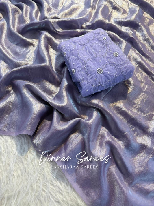 ANGELA β Shimmer Saree with Floral work blouse