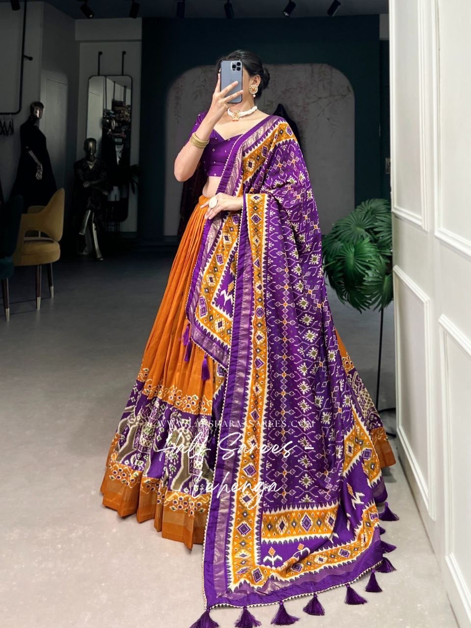 SAYRAA — Tussar Silk Half Saree Lehenga
