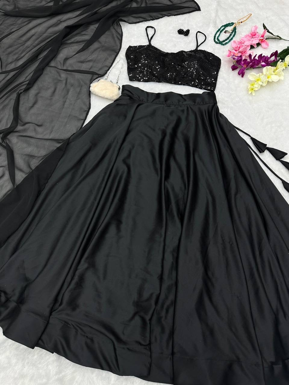 LUNA - Black Readymade lehenga