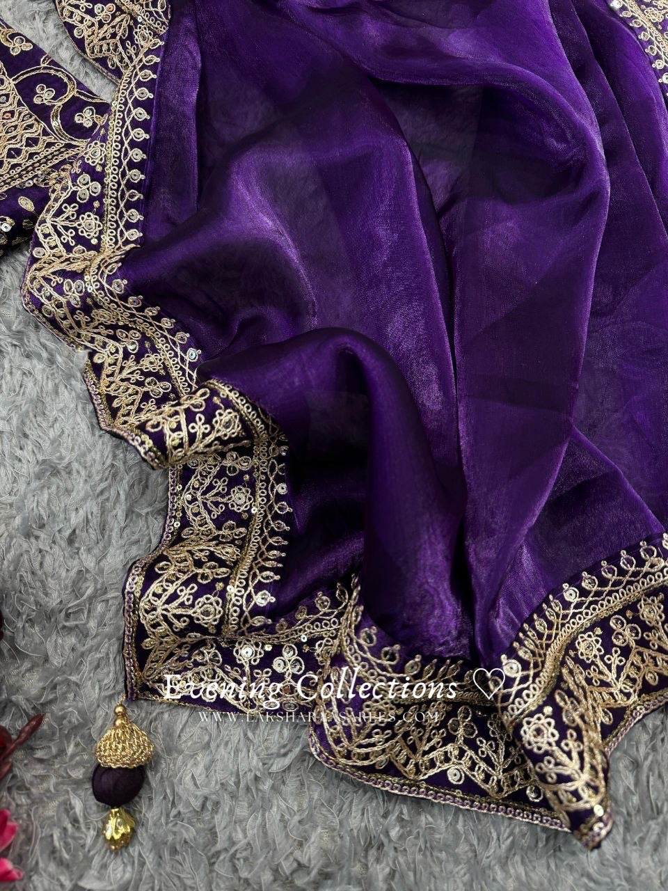 Ananya Purple Shimmer Silk Saree x Halter Top Blouse