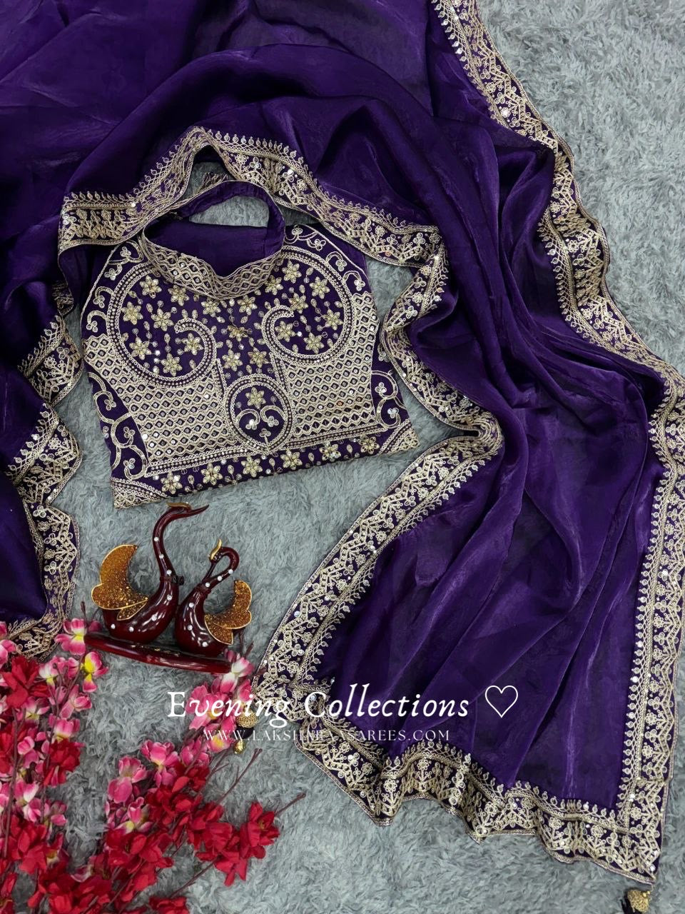Ananya Purple Shimmer Silk Saree x Halter Top Blouse