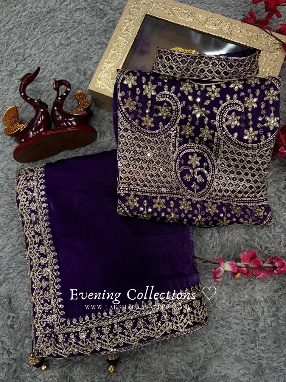 Ananya Purple Shimmer Silk Saree x Halter Top Blouse