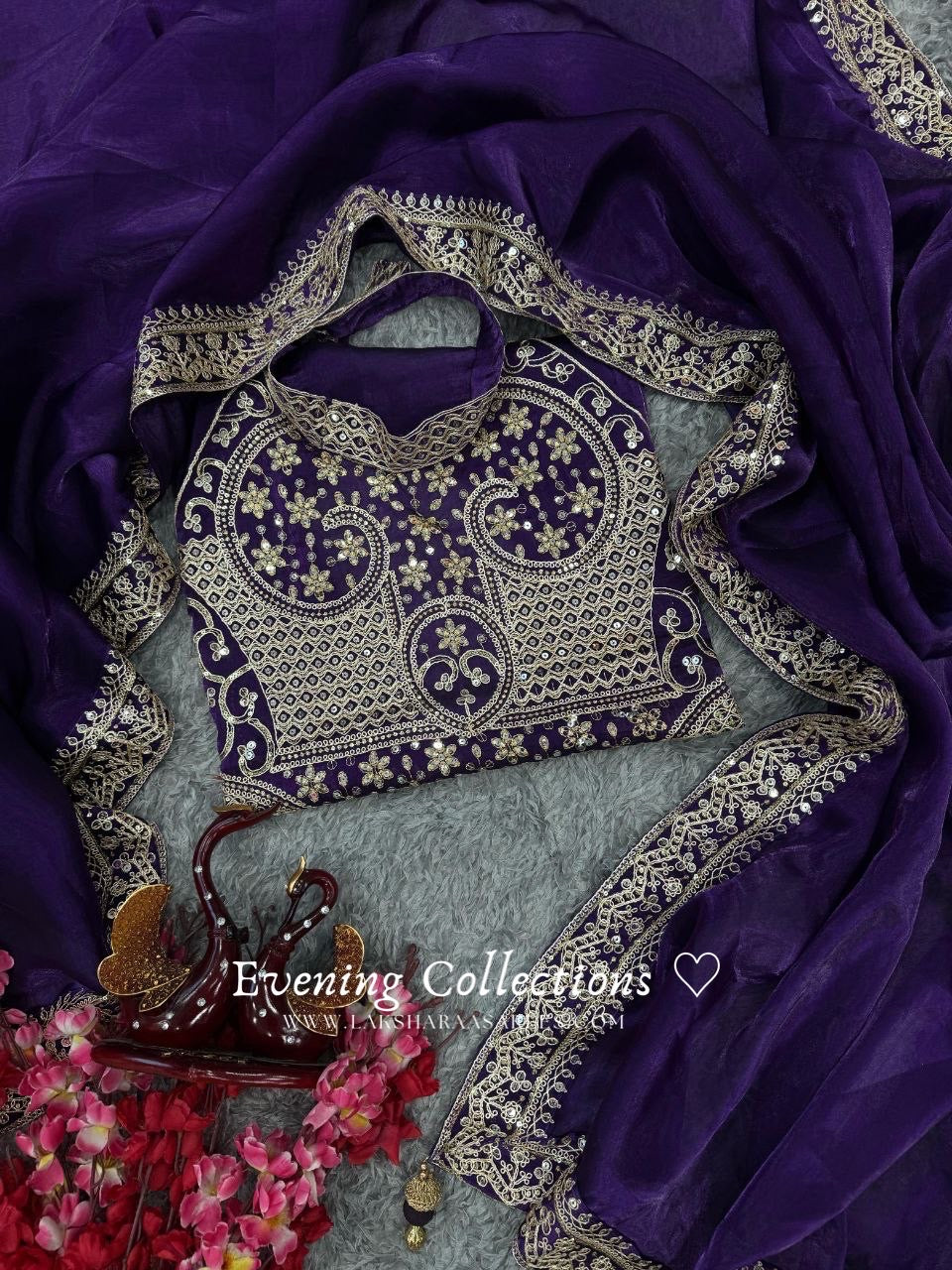 Ananya Purple Shimmer Silk Saree x Halter Top Blouse