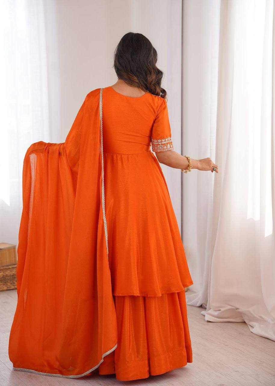 Laksharaa Sarees NARMILA Anarkali Set Orange Back View