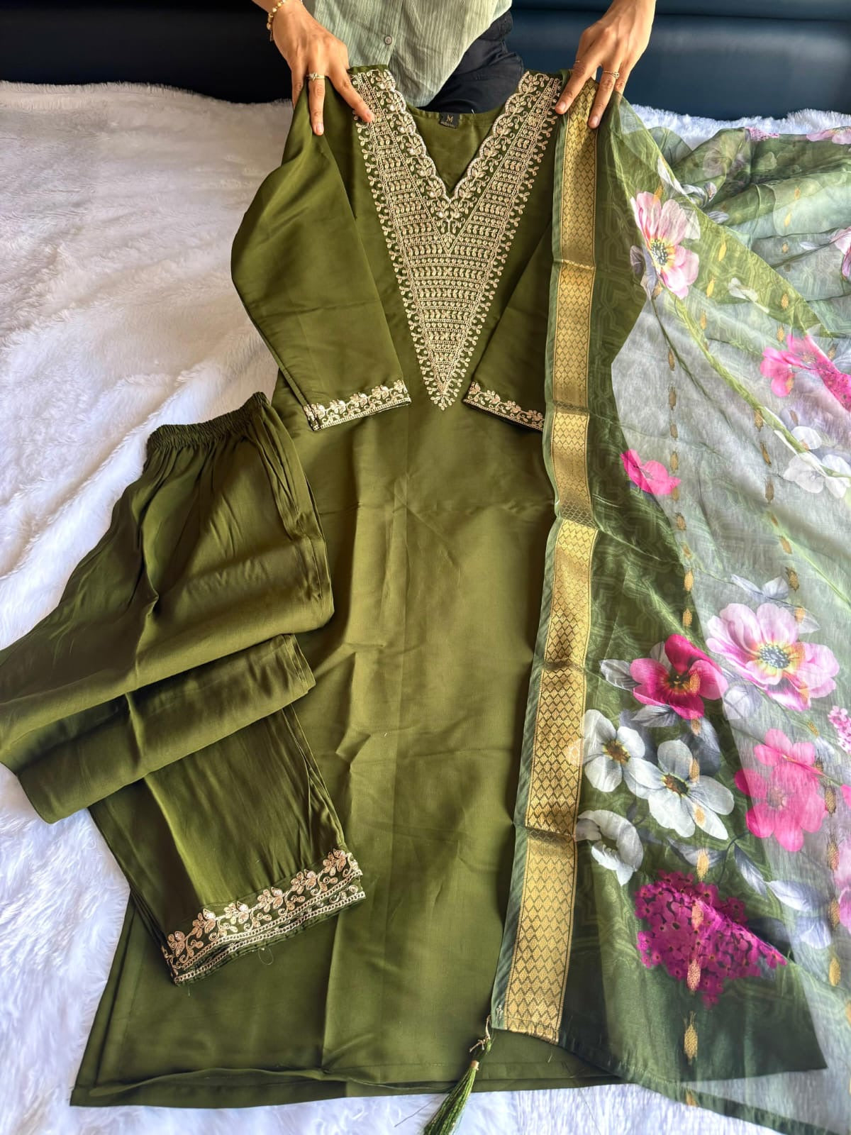 Mehendi Green Kurti Set