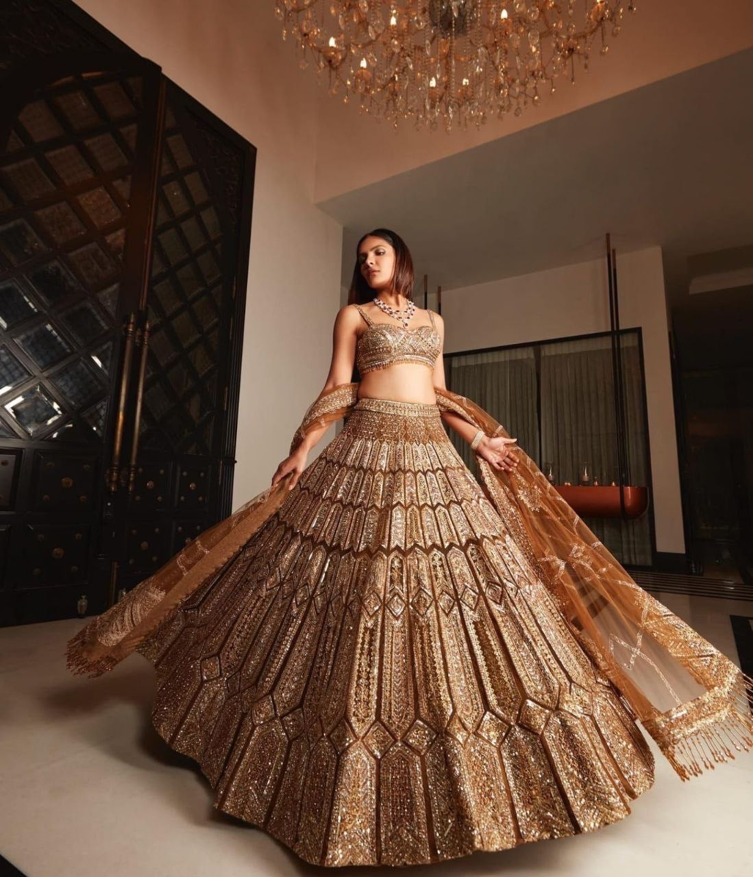 Mahathii Grand Brown Lehenga