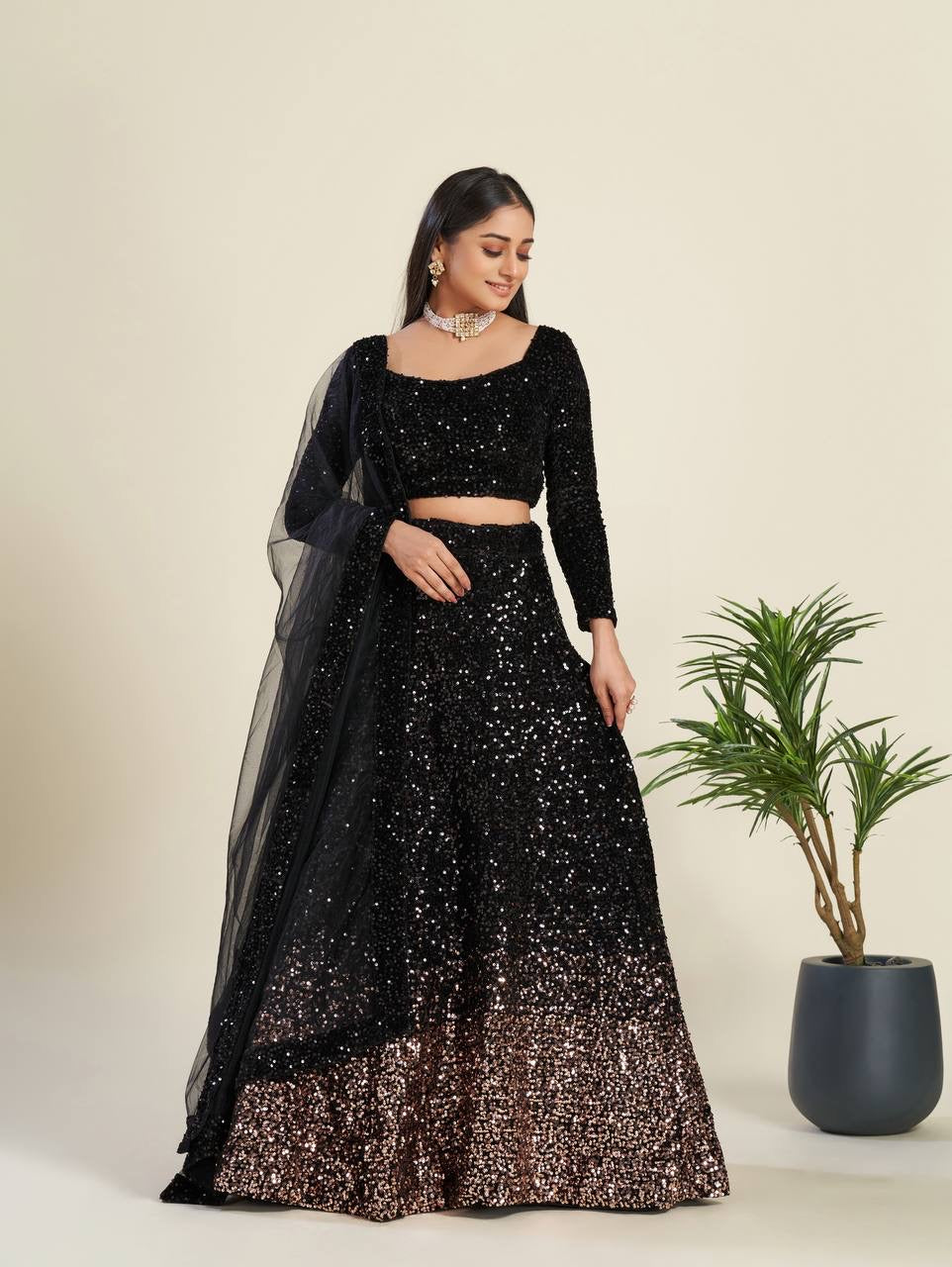 Black Velvet x Copper Ombre Lehenga