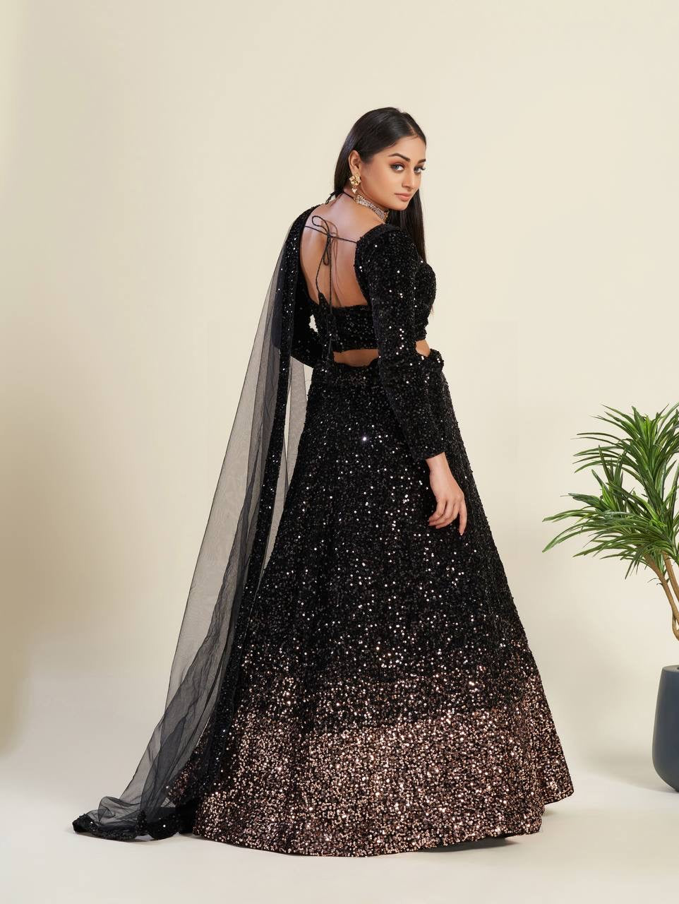 Black Velvet x Copper Ombre Lehenga