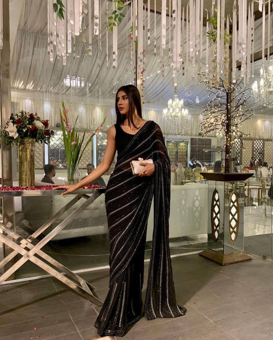 Black Georgette Partywear Saree