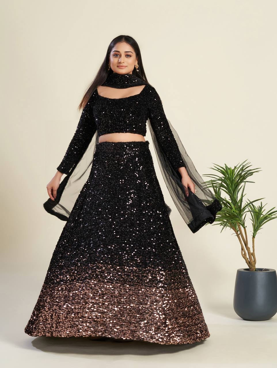 Black Velvet x Copper Ombre Lehenga