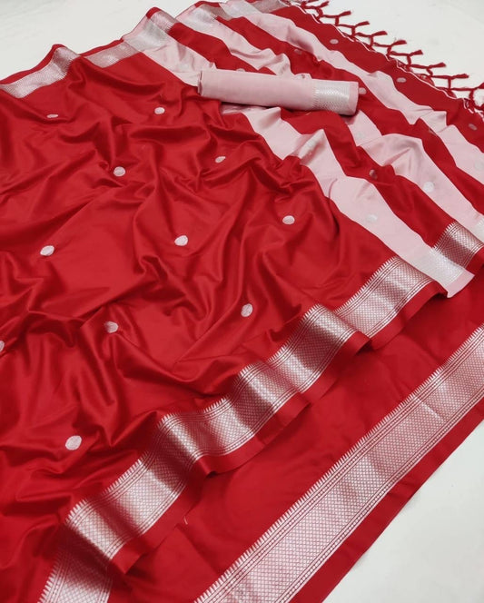 Korvai Cotton Silk Saree with Silver Zari