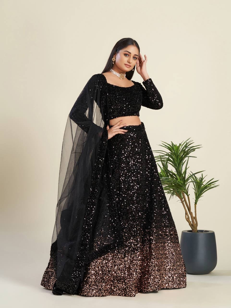 Black Velvet x Copper Ombre Lehenga