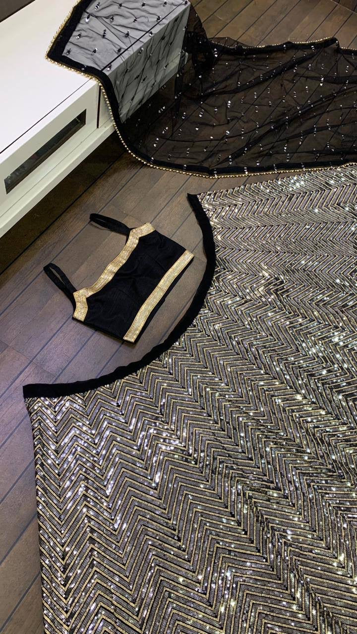 Ayeesha — Black x Silver Premium Lehenga