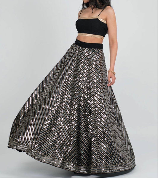 Ayeesha — Black x Silver Premium Lehenga