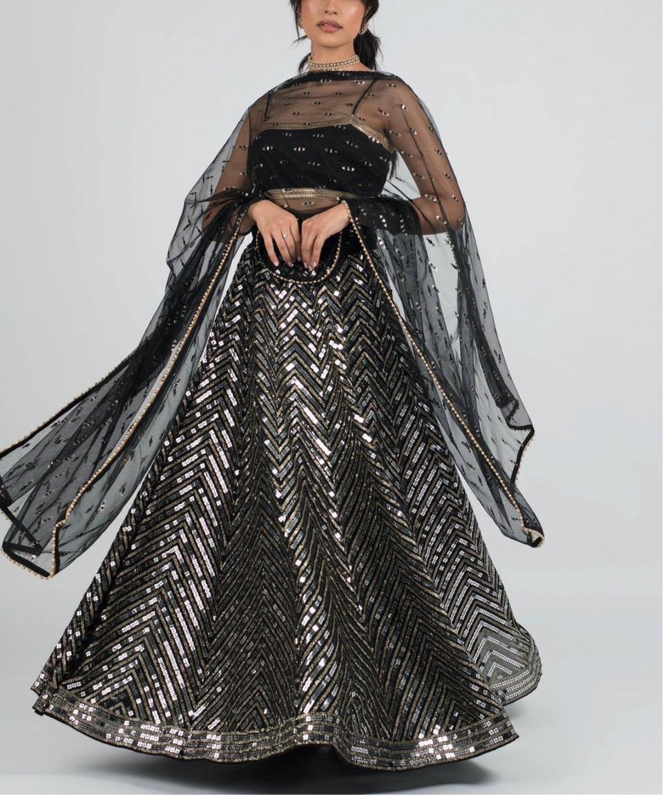 Ayeesha — Black x Silver Premium Lehenga