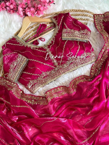 NATALIE — Premium Shimmer Saree with Readymade Blouse