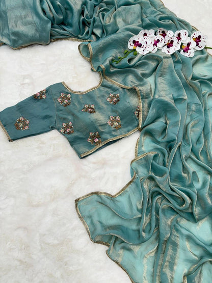 HARINI 2.0 — Designer Crush Georgette Silk Saree x Readymade Blouse