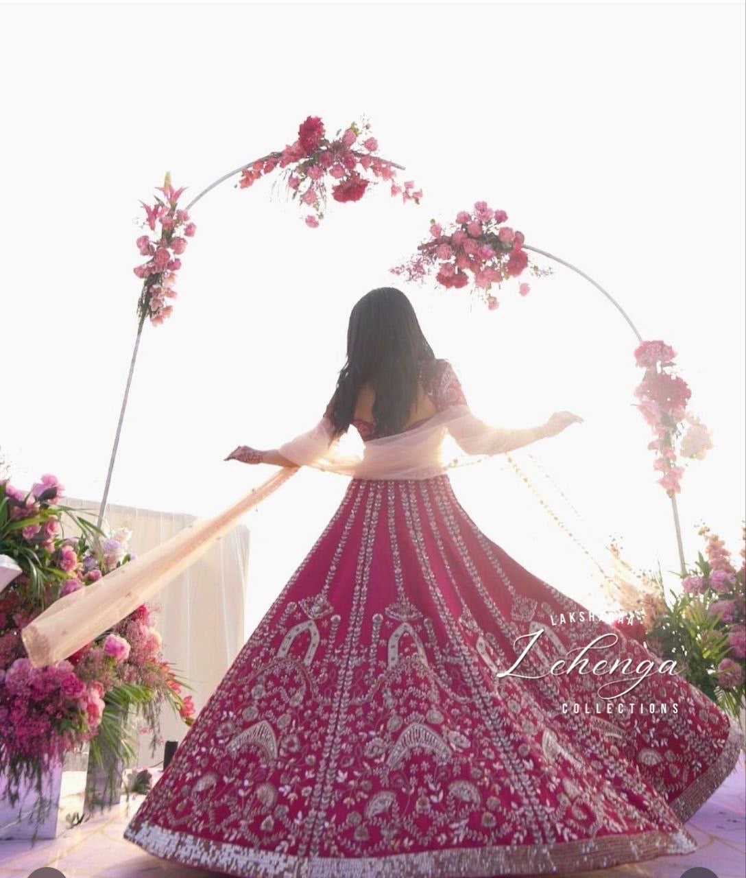 Rani Pink Premium Floral Lehenga