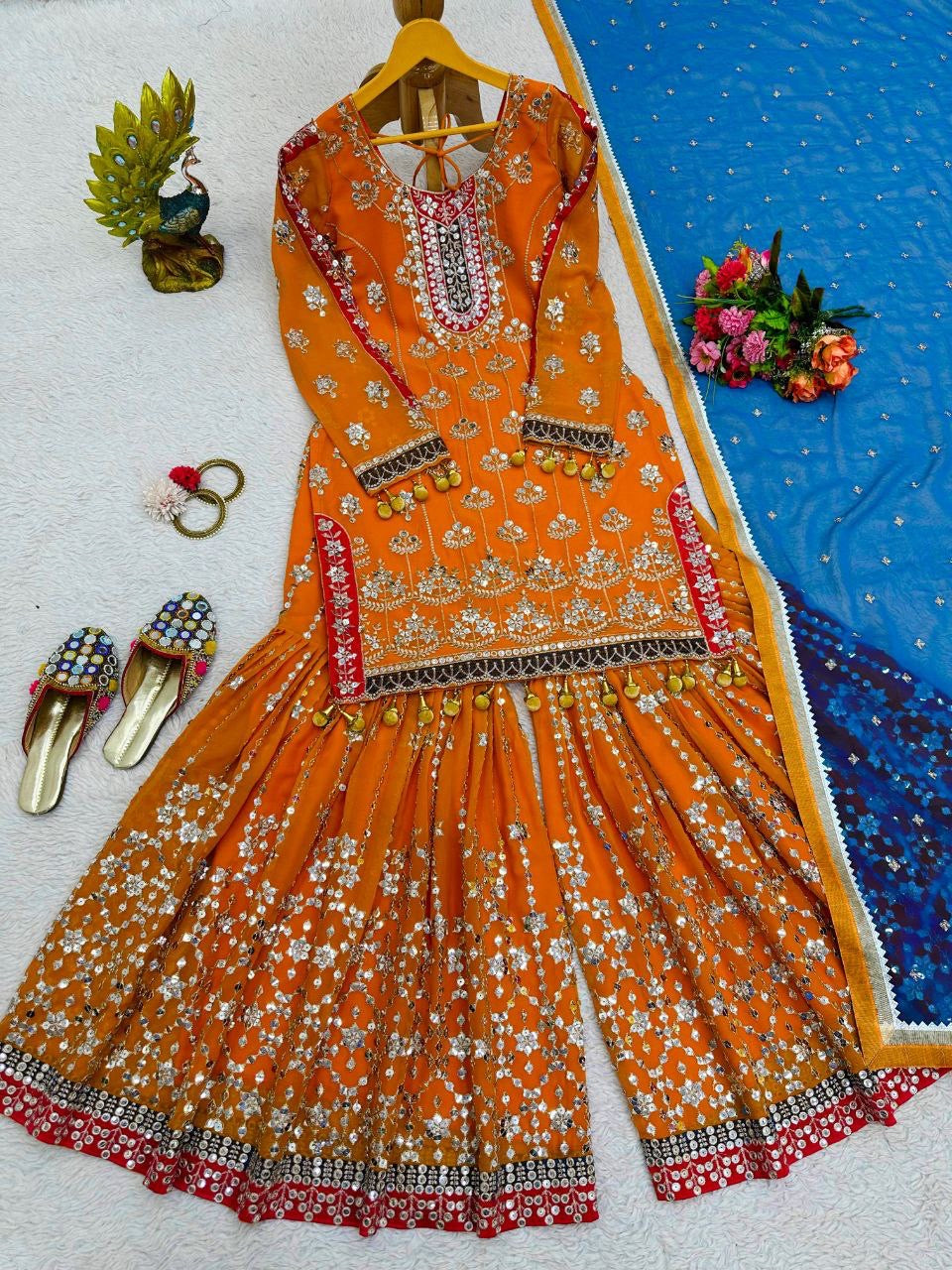 KAVLEEN 2.0 — Orange Designer Sharara Suits