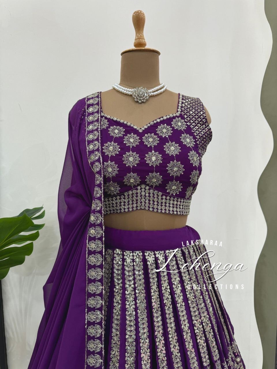 PENELOPE — Purple Georgette Embroidered Lehenga