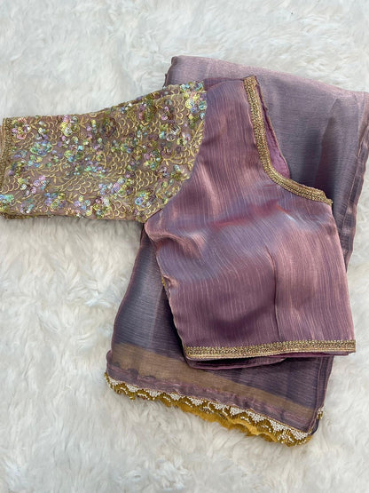 ANJANA - Premium Tissue Saree x Designer Readymade Blouse