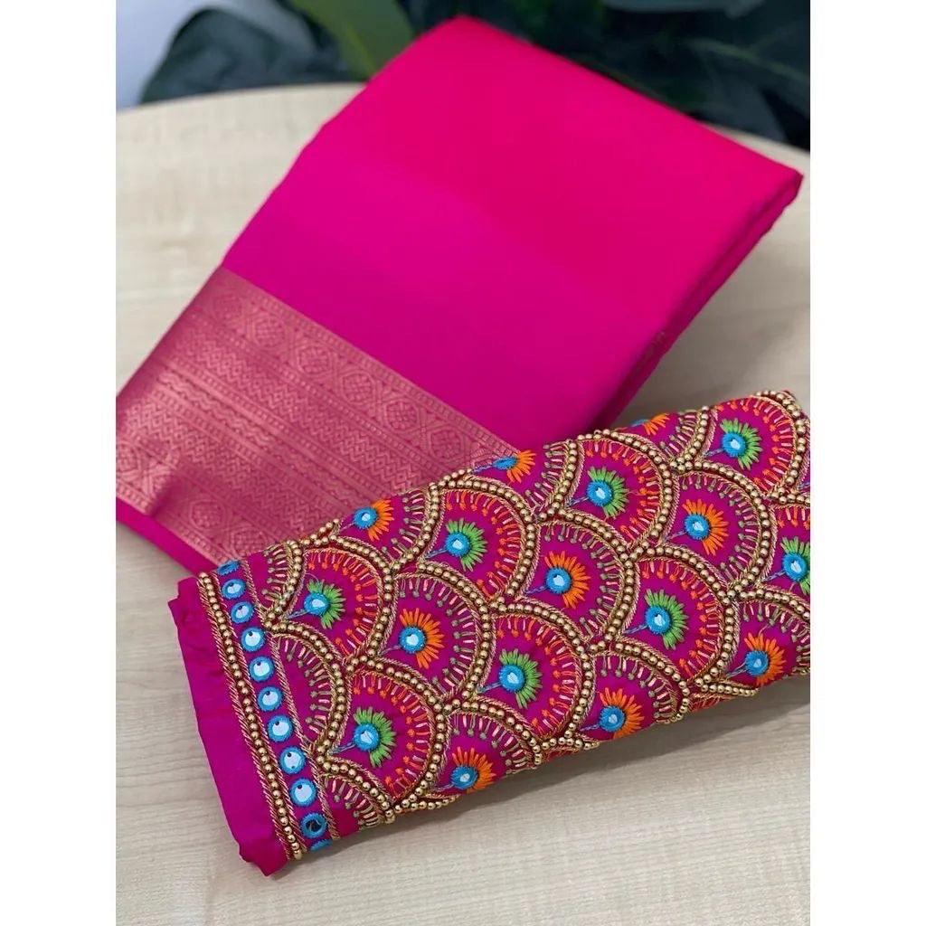 RAMYA - Soft Silk Saree x Aari Work Blouse