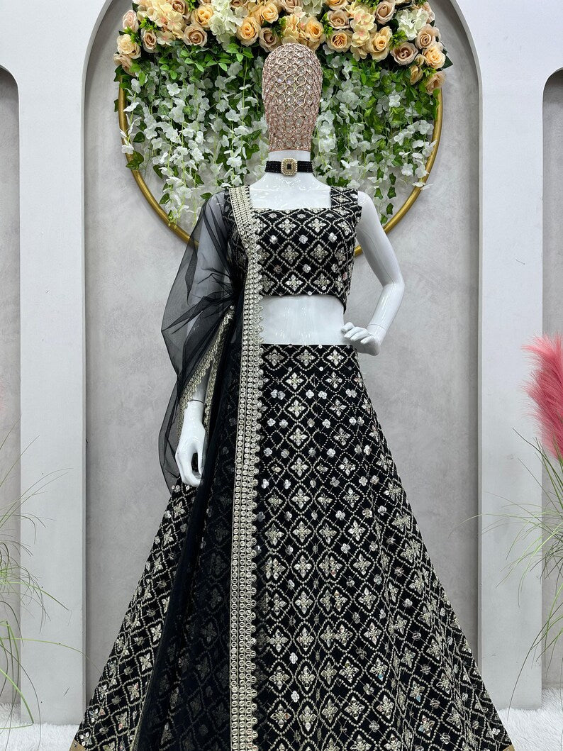 VISHA - Black Georgette Lehenga