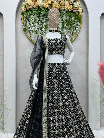 VISHA - Black Georgette Lehenga