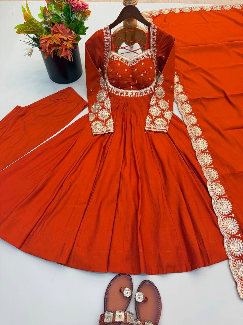 Laksharaa Sarees MASAKALI — Anarkali Suit Burnt Orange