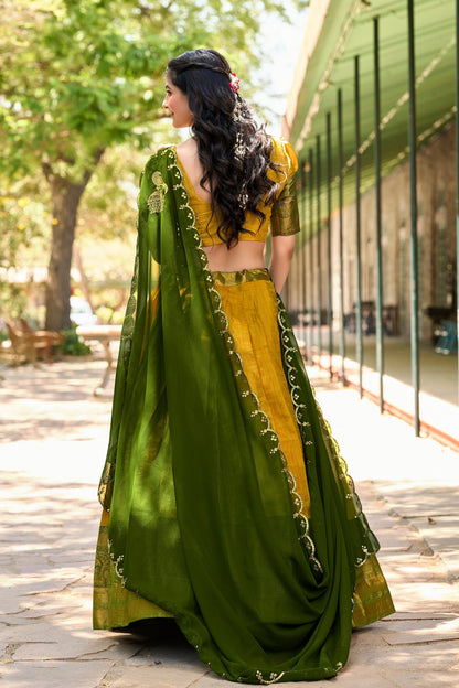 Meenaxi - Half Sarees Kanchi Banarasi Lehenga