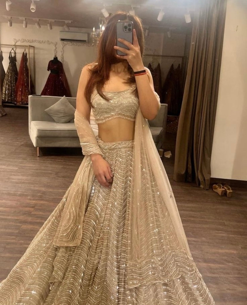 Shreya Gold x Cream Lehenga