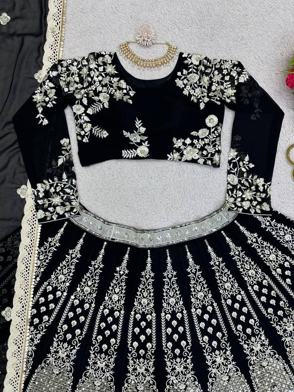 HEERA - Premium Black Georgette Lehenga