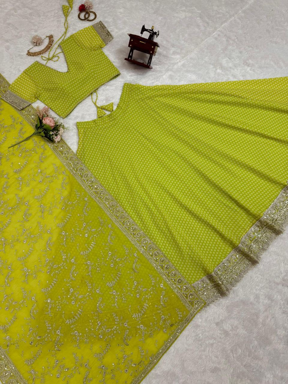 Saboor - Lime Green Lehenga 
x Grand Duppata