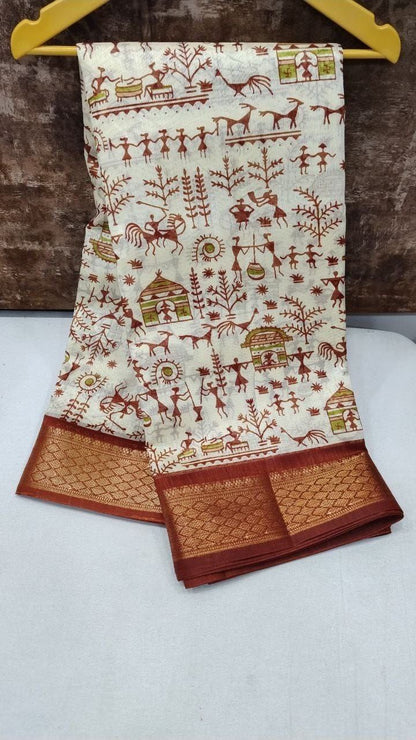 Soft Dola Silk x Tribal Print Saree