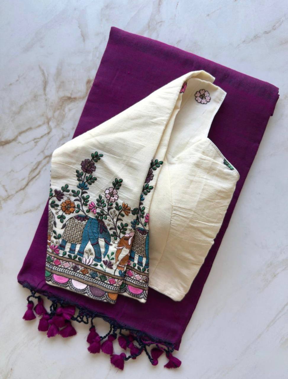 Laksharaa Sarees SUGEE comfy kadhi cotton saree x readymade blouse Purple