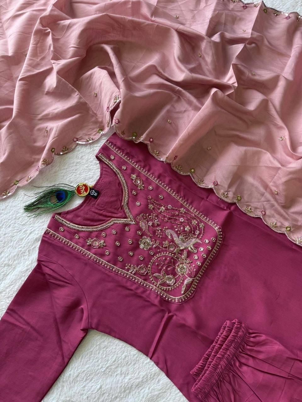 Laksharaa Sarees Festive Roman Silk Kurti Set Magenta